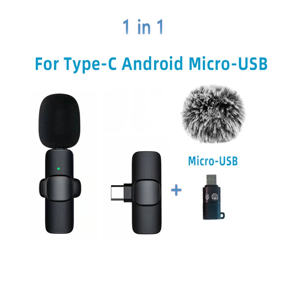 New Wireless Lavalier Microphone Portable Audio Video Recording Mini Microphone for Iphone Android PC Camera Live Gaming Phone